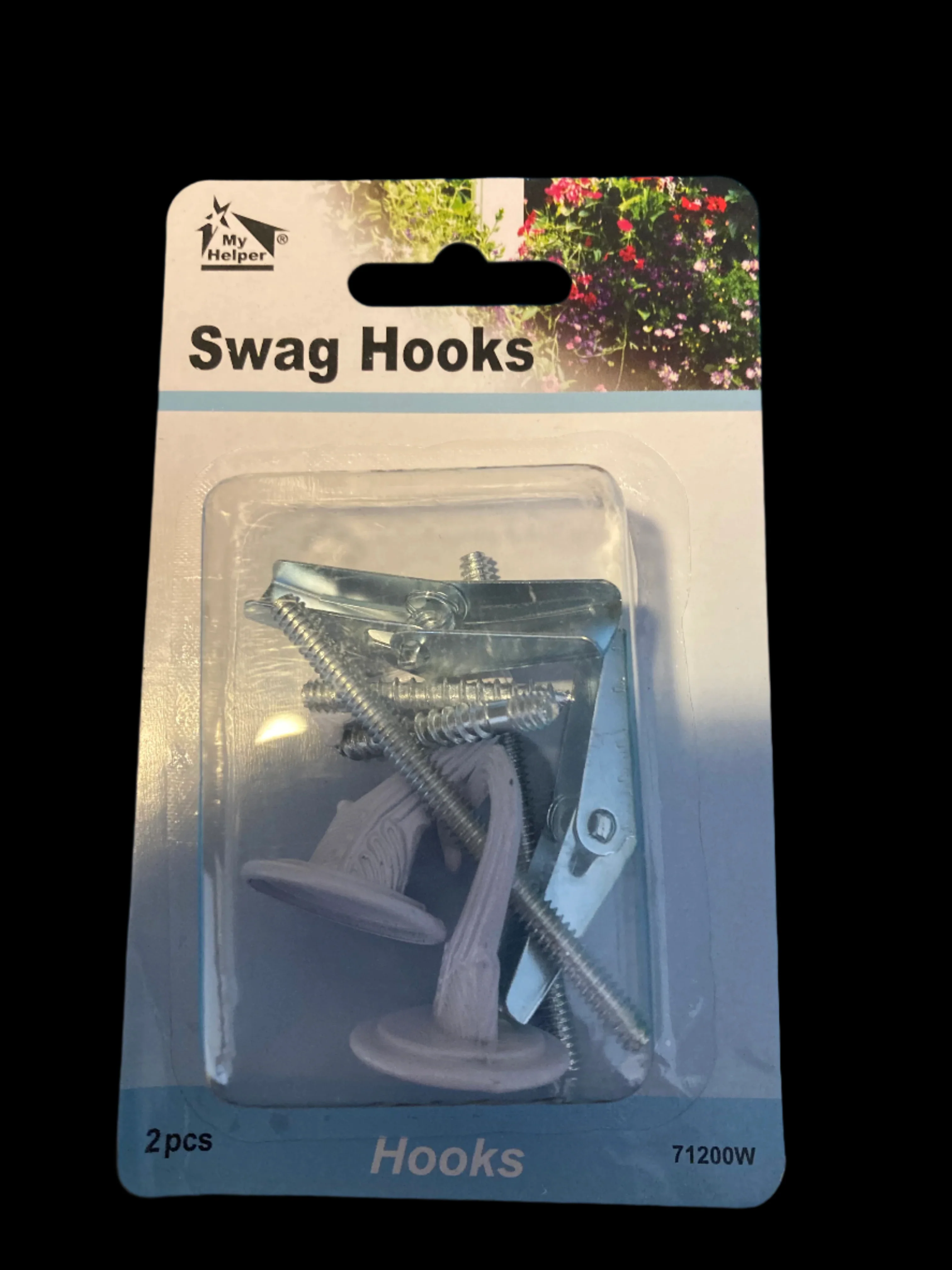 (89897) 2 Pack White Swag Hooks